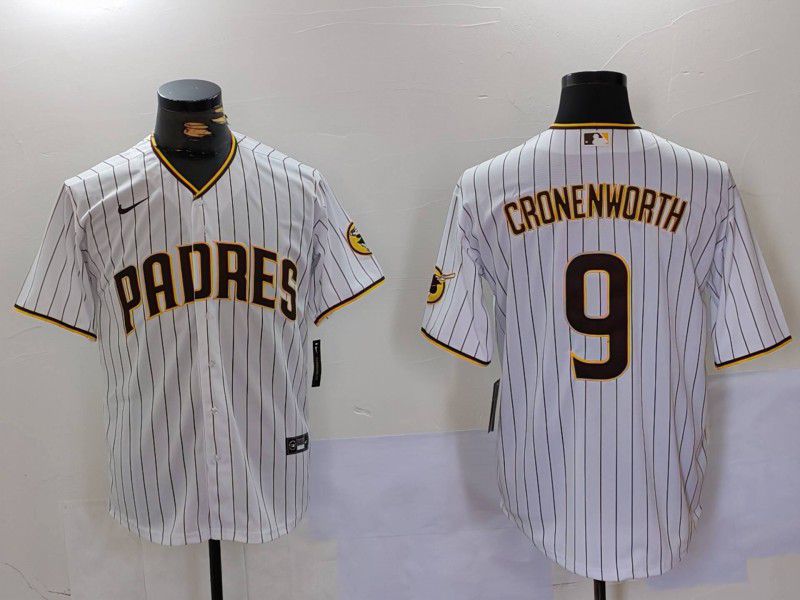 Men San Diego Padres #9 Cronenworth White Stripe Game 2024 Nike MLB Jersey style 1->san diego padres->MLB Jersey